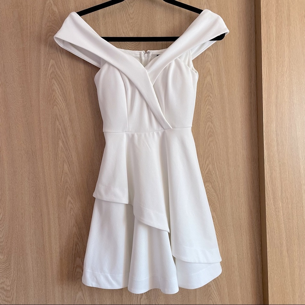 Off-Shoulder Asymmetrical Ruffle Formal Dress